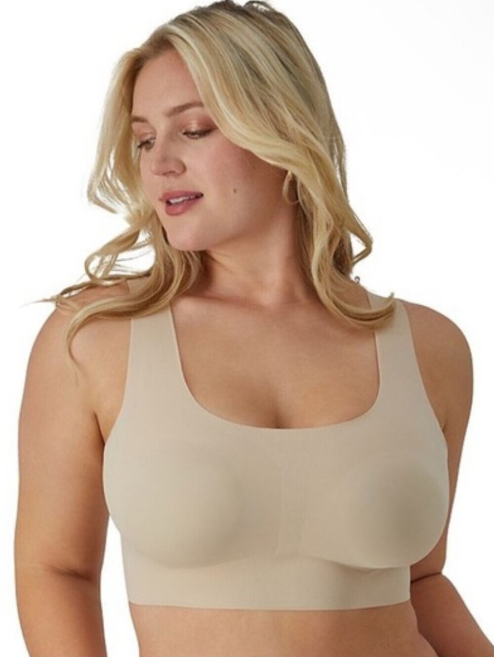 Bali Comfort Revolution EasyLite Seamless Wirefree Beige Tan Bra Size Large